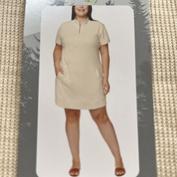 Quarter zip knit dress with pockets, legendary outfitters XL Woman, plus cream - Picture 1 of 7